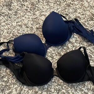 Victoria's Secret “Fabulous” Demi Black and Blue Bras with Underwire